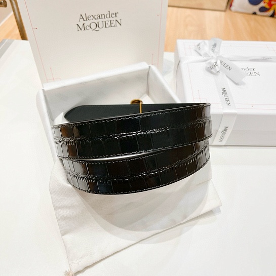 Кожаный ремень Alexander McQueen Skull Premium (ширина 3.5 см)