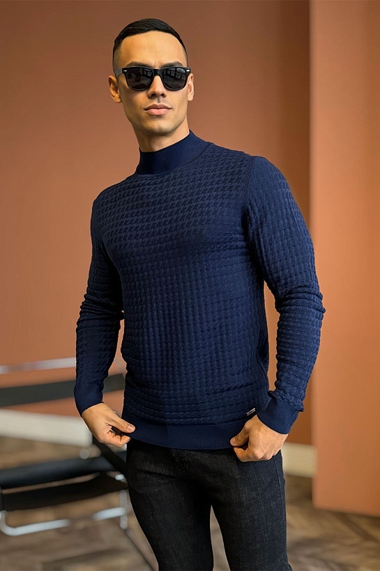 Мужская водолазка Brioni синего цвета