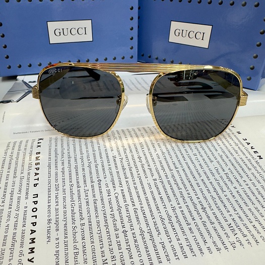Солнцезащитные очки Gucci GG Navigator Frame - Black / Gold   