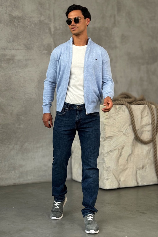 Кофта на молнии Tommy Hilfiger flag embroidery - Blue