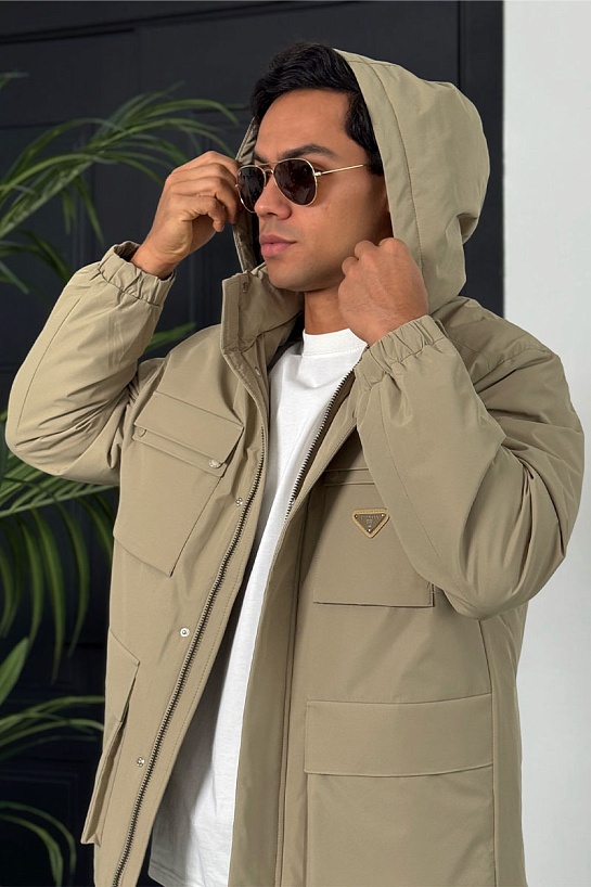 Мужская куртка Prada logo-plaque - Beige