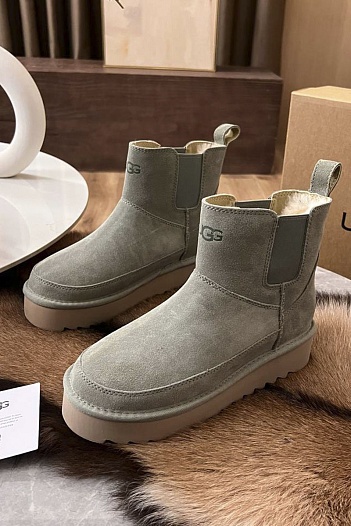 Женские замшевые ботинки с мехомм UGG Dipper - Grey   