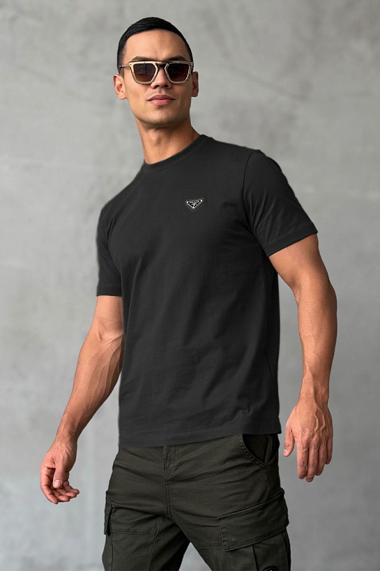 Мужская футболка Prada logo-plaque - Black