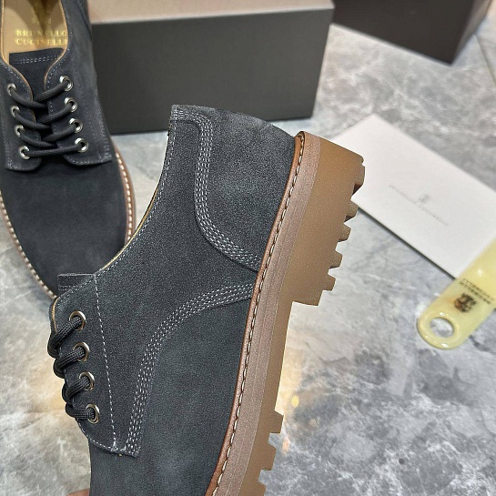 Замшевые ботинки Brunello Cucinelli серого цвета