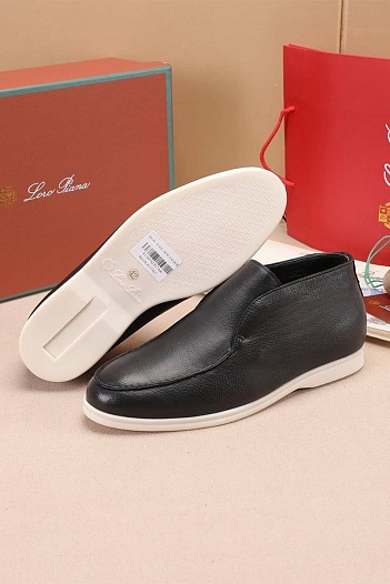 Кожаные лоферы с мехом Loro Piana Open Walk - Black   