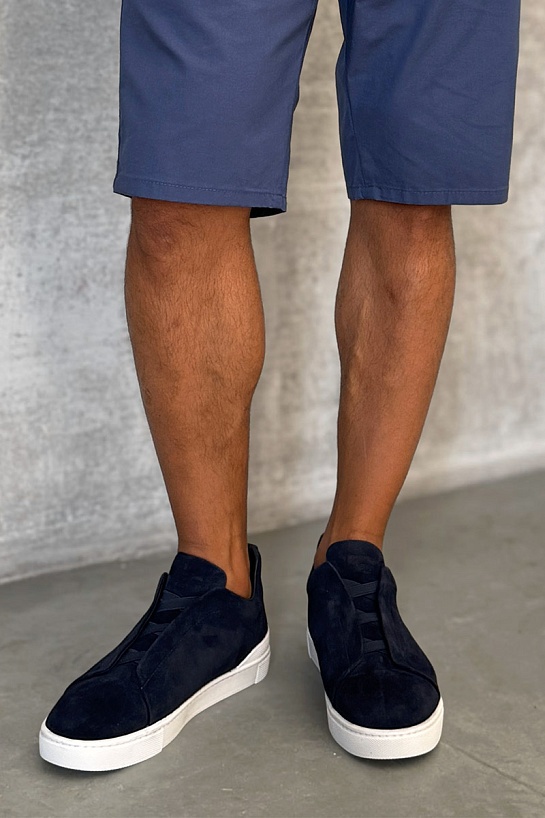 Замшевые кроссовки Ermenegildo Zegna Triple Stitch low-top - Navy