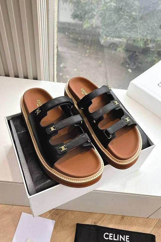 Женские шлёпанцы Celine Premium - Black