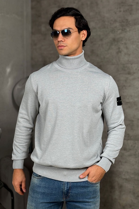 Водолазка серого цвета Stone Island compass-patch