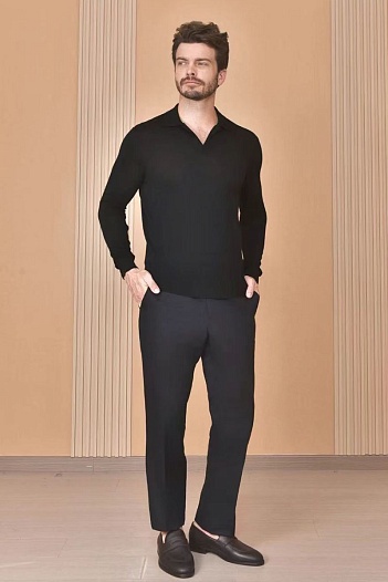 Поло с длинным рукавом Loro Piana Premium - Black   