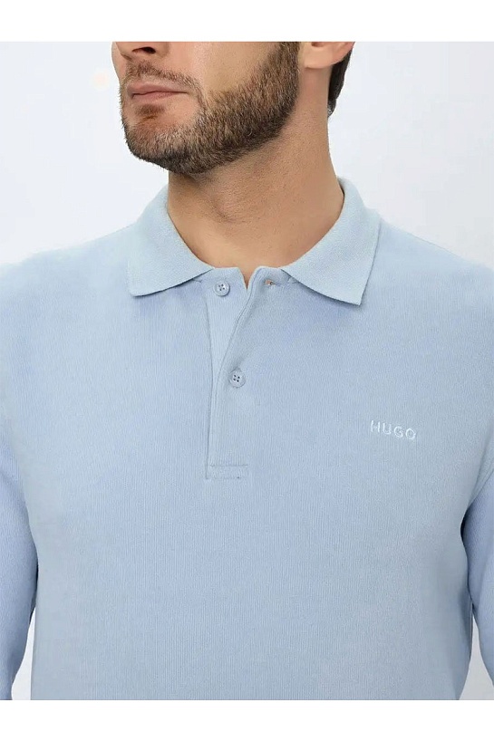 Поло с длинным рукавом Hugo Boss голубого цвета
