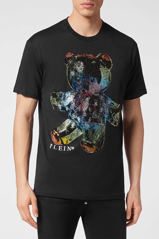 Мужская чёрная футболка Philipp Plein Teddy Bear