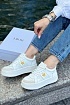 Женские кожаные кроссовки Dior Star - White / Gold