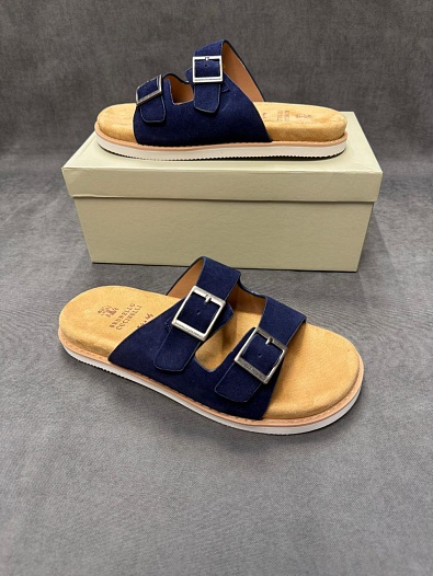 Замшевые шлёпанцы Brunello Cucinelli Urban - Navy   