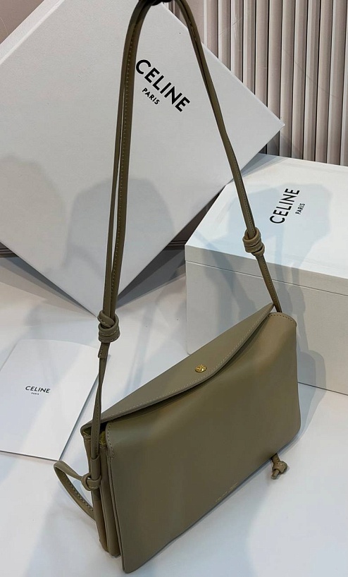 Кожаная сумка Celine Trio Flap premium 22.5x13x3.5 см