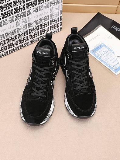 Замшевые кроссовки с мехом Premiata high-top - Black   