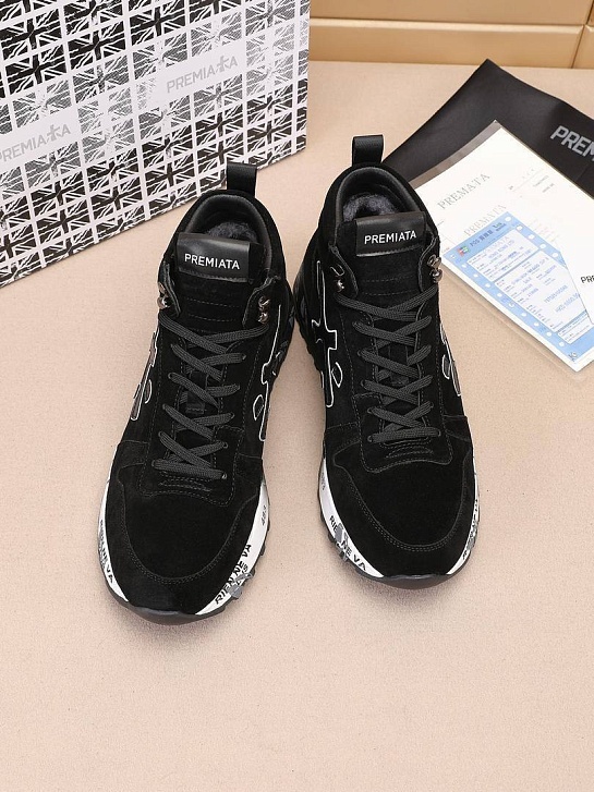 Замшевые кроссовки с мехом Premiata high-top - Black
