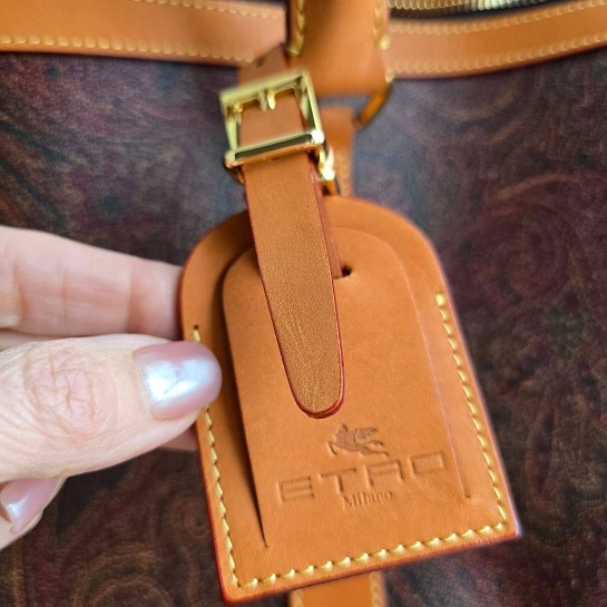 Кожаная дорожная сумка Etro с узором пейсли 50x28 см