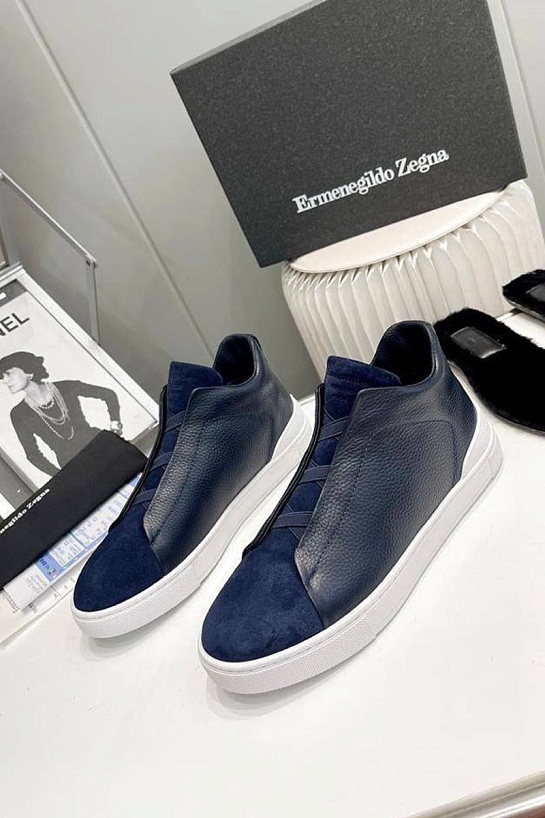 Кроссовки с мехом Ermenegildo Zegna Triple Stitch - Navy