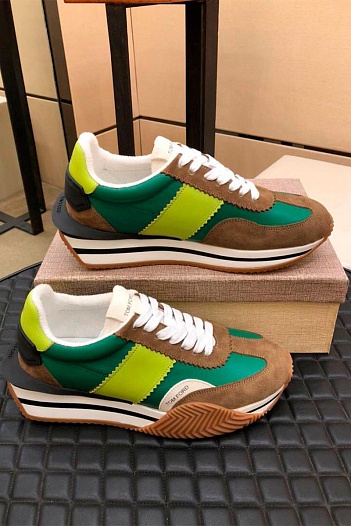 Мужские зелёные кроссовки Tom Ford   