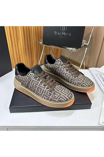 Мужские кроссовки Balmain Monogram B-Court - Brown   