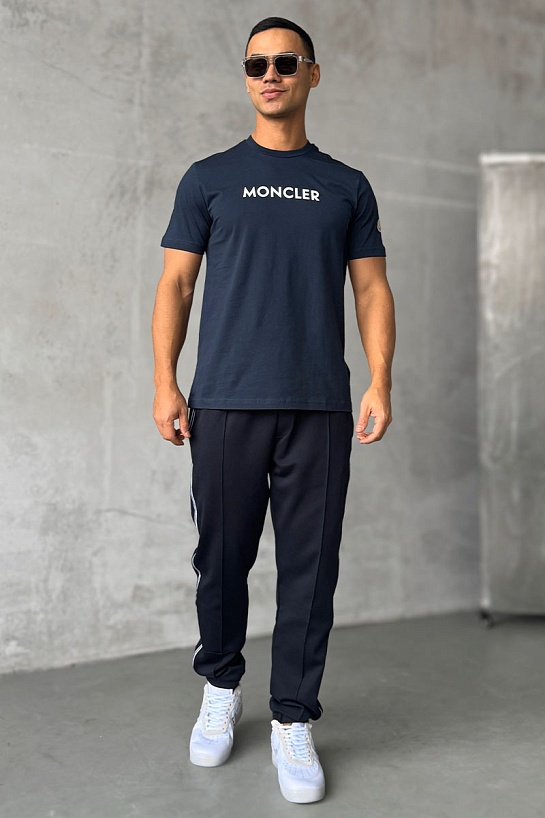 Мужская футболка Moncler logo-patch - Navy