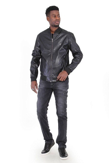 Кожаная куртка чёрного цвета Emporio Armani 7   