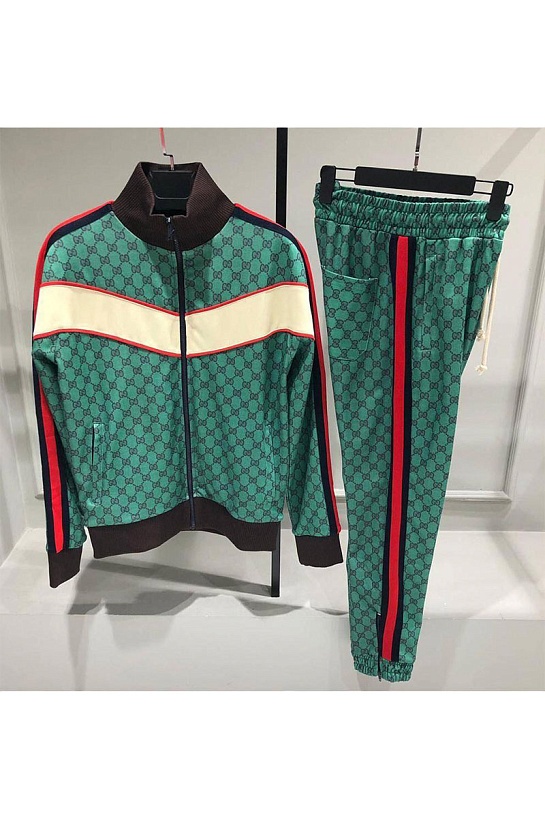 Мужские брендовые штаны Gucci Web Stripe - Green