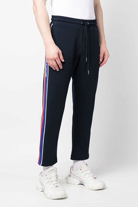 Тёмно-синие спортивные штаны Moncler striped logo