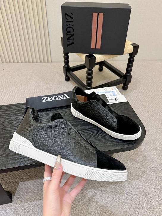 Мужские кроссовки Ermenegildo Zegna Triple Stitch - Black