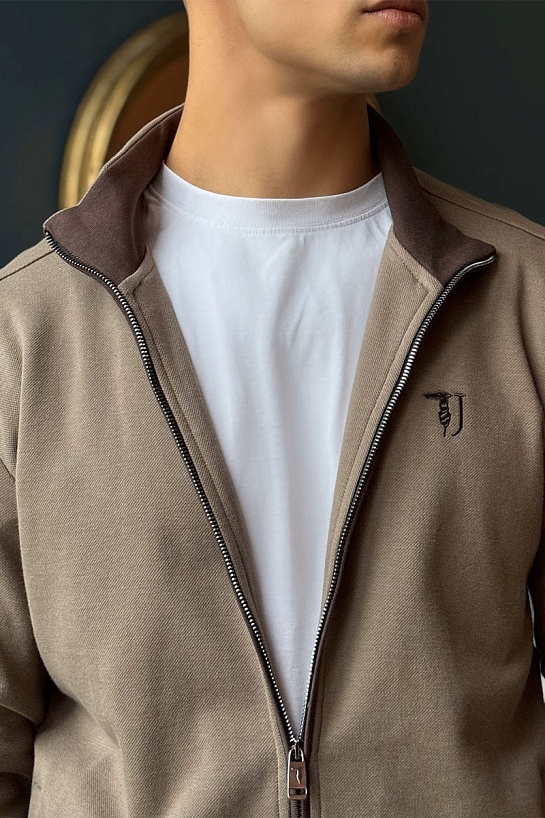 Кофта на молнии Trussardi logo-embroidered - Brown