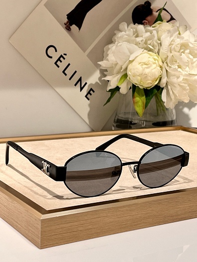 Солнцезащитные очки Celine Triomphe Metal с зеркальными линзами   