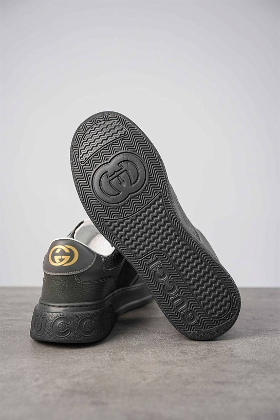Мужские кожаные кроссовки Gucci GG Monogram - Grey