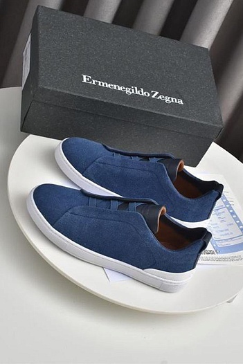 Синие кроссовки Ermenegildo Zegna Triple Stitch Canvas   