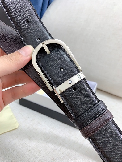 Двусторонний кожаный ремень Montblanc Premium (ширина 3.4 см)   