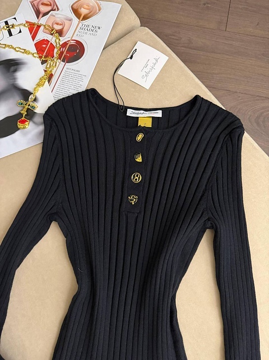 Женский трикотажный лонгслив Schiaparelli premium - Black