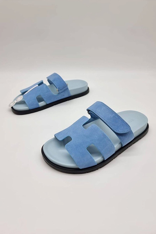 Женские замшевые сандалии Hermes Chypre - Blue