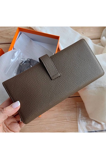 Кожаный клатч Hermes Jige Elan 20.5x9 см - Dark Grey   