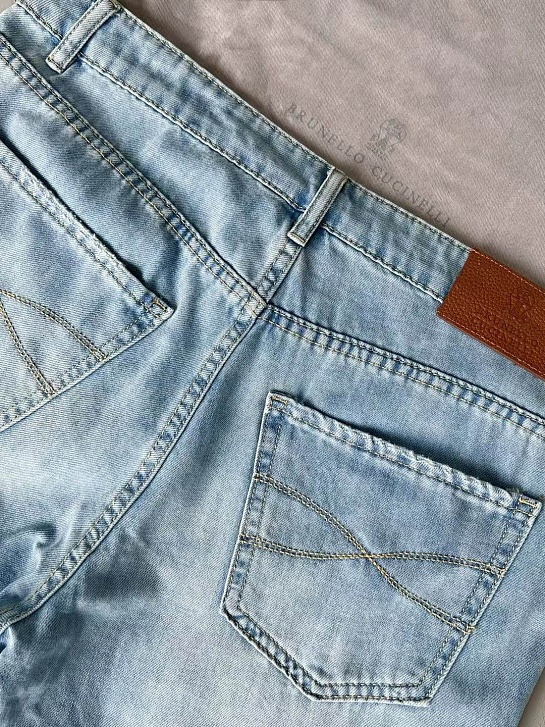 Мужские облегчённые джинсы Brunello Cucinelli Premium Traditional Fit - Blue