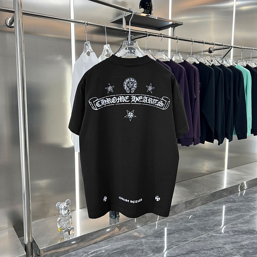 Чёрная оверсайз футболка Chrome Hearts Premium   