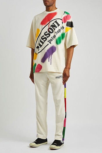 Кремовая оверсайз футболка Palm Angels x Missoni Sport Loose   