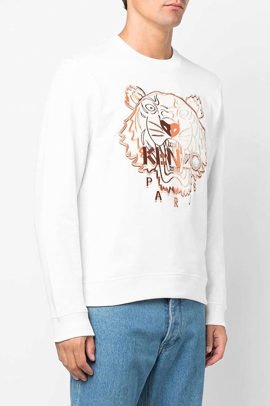 Мужской белый свитшот Kenzo Tiger Head embroidered