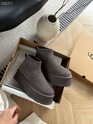 Женские ботинки с мехомм UGG Deeper - Grey