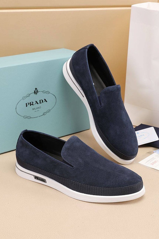 Мужские замшевые слипоны Prada Saint Tropez - Indigo