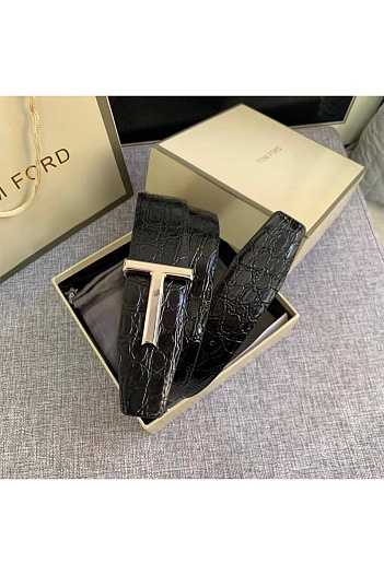 Кожаный чёрный ремень Tom Ford   