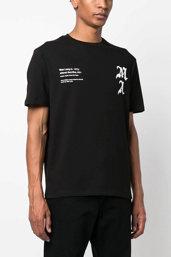 Чёрная оверсайз футболка Amiri x Wes Lang Checker Skull