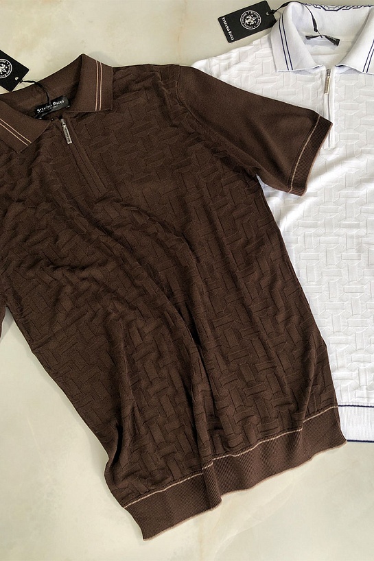 Мужское коричневое поло Stefano Ricci