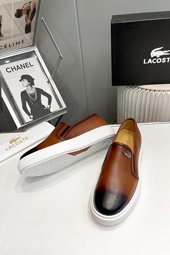 Кожаные слипоны Lacoste logo-plaque - Brown   