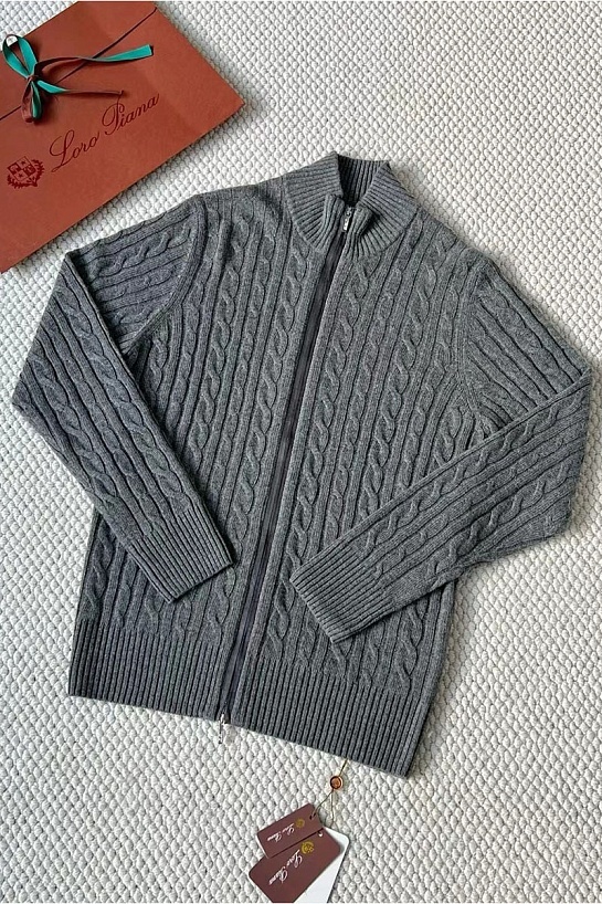 Кашемировый свитер Loro Piana Premium zip-up - Dark Grey