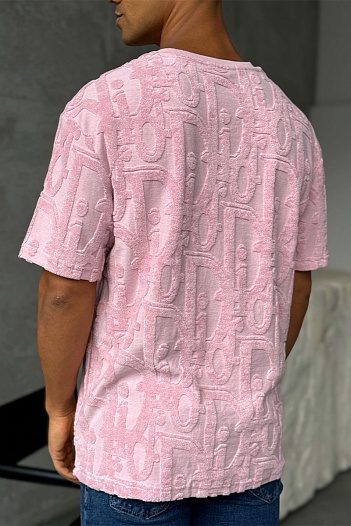 Мужская оверсайз футболка Dior розового цвета   