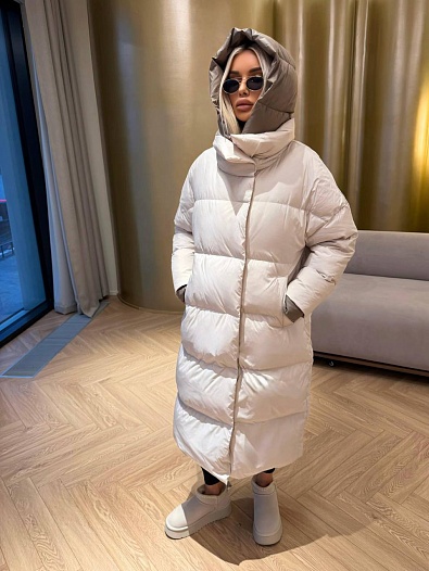 Женский пуховик с капюшоном Max Mara premium - Beige   